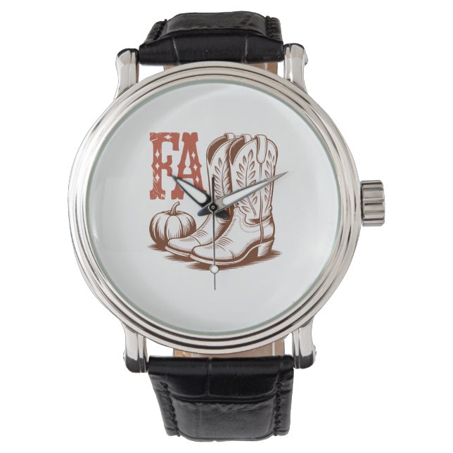 Herbst Cowgirl Pumpkin Armbanduhr (Vorderseite)