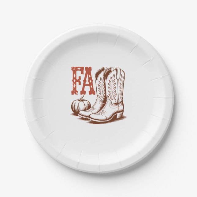 Herbst Cowgirl Pumpkin Pappteller (Vorderseite)