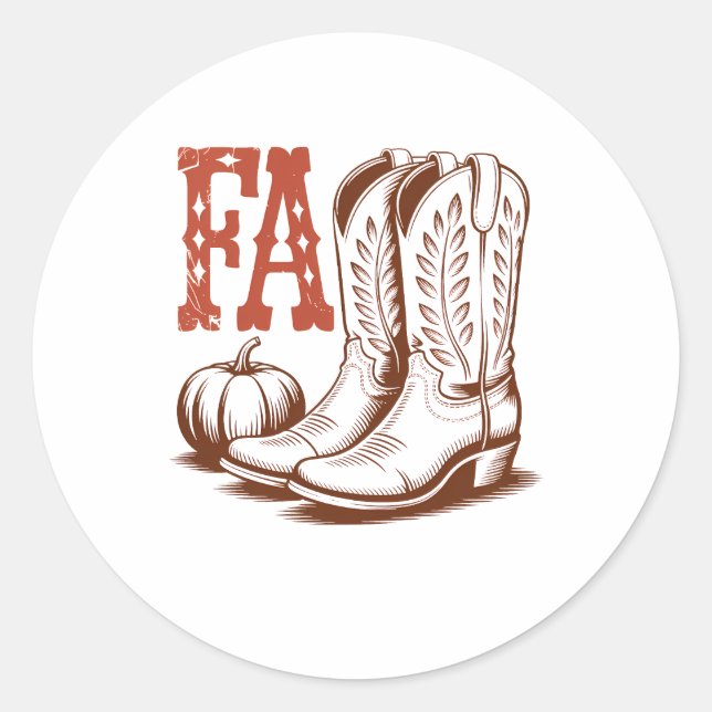 Herbst Cowgirl Pumpkin Runder Aufkleber (Vorderseite)