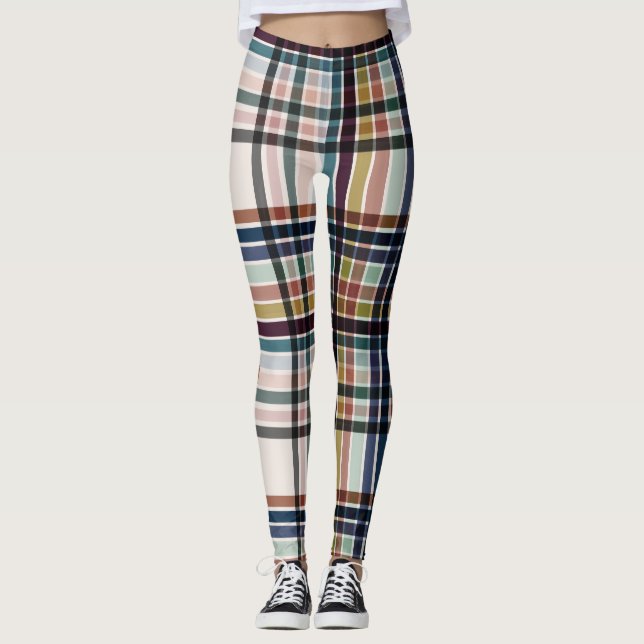 Herbst- & Creme-Karomuster  Leggings (Vorderseite)