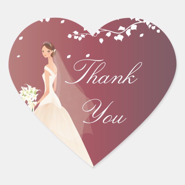 Herbst-Crimson-Bride-Brautparty-Herzsticker Herz-Aufkleber (Vorderseite)