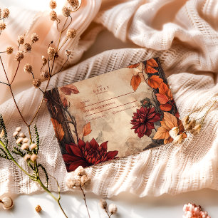Herbst-Dahlie-Eleganz-Hochzeit RSVP Karte