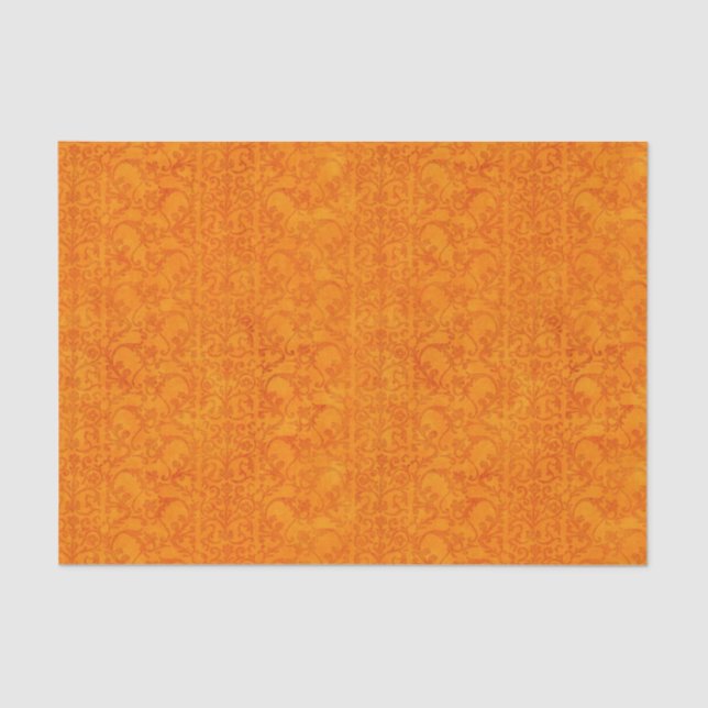 Herbst-Damast-Orange Seidenpapier (Vorderseite)