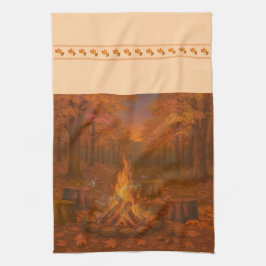 Herbst-Dämmerung-Lagerfeuer-Küchentücher Geschirrtuch