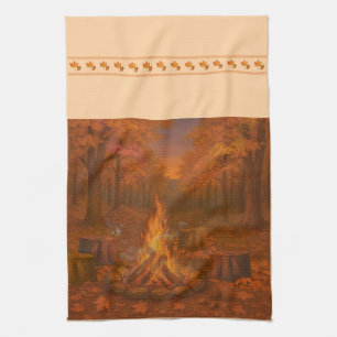 Herbst-Dämmerung-Lagerfeuer-Küchentücher Geschirrtuch