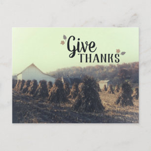Herbst Dank Retro Cornstalk Ernte Postkarte