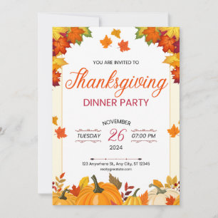 Herbst-Dankfest-Dinnerparty-Kunst Einladung