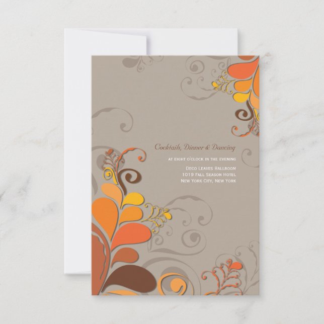 Herbst Deko Floral Wirbel Hochzeitsempfang Einladung (Vorderseite)