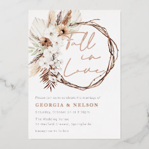 Herbst der Liebe Boho Wreath Wedding Rose Gold Folieneinladung