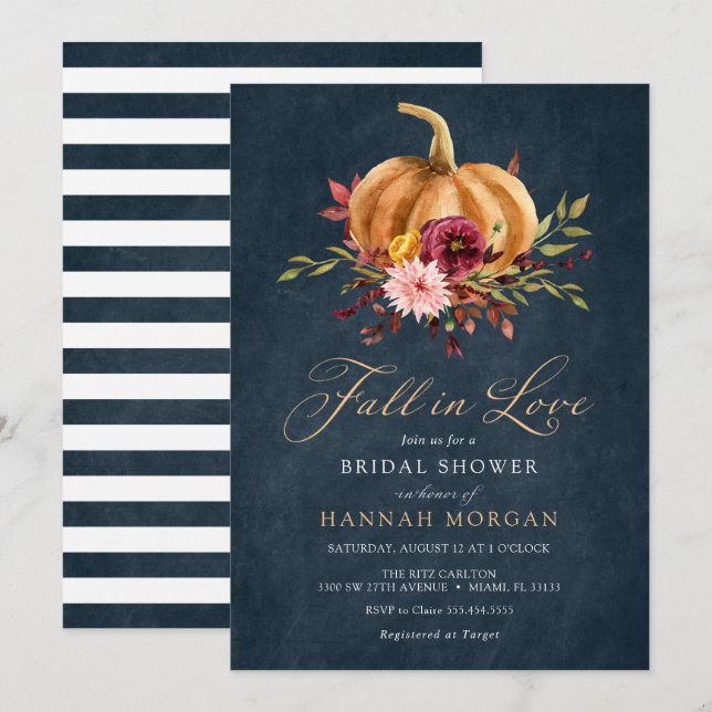 Herbst der Liebe Bridal Dusche Einladung (Vorne/Hinten)