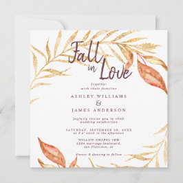 Herbst der Liebe Golden Foliage Burnt Orange Hochz Einladung