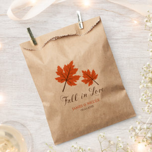 Herbst der Liebe Orange Brown Blätter Hochzeit Geschenktütchen