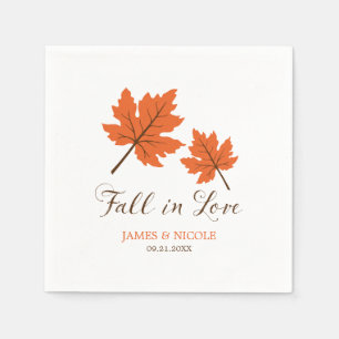 Herbst der Liebe Orange Brown Blätter Hochzeit Serviette