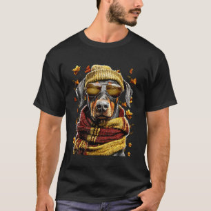 Herbst-Dobermann mit Sonnenbrille Herbstlaub Herbs T-Shirt
