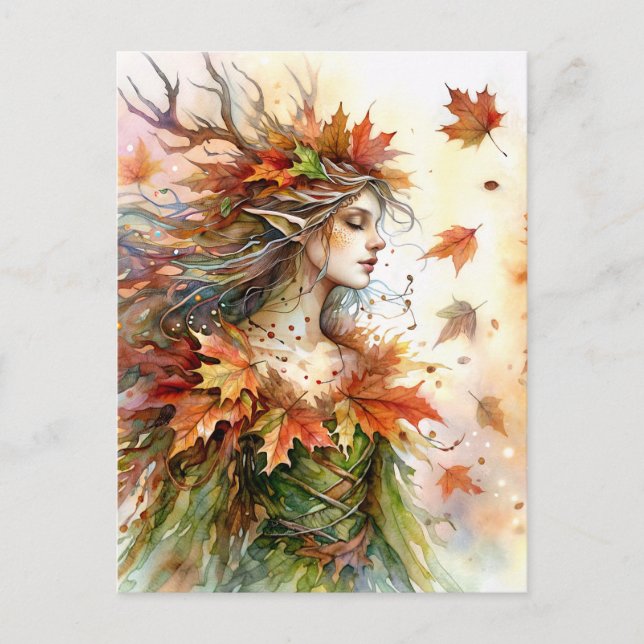 Herbst Dryad Fairycore Fall ästhetische Postkarte (Vorderseite)