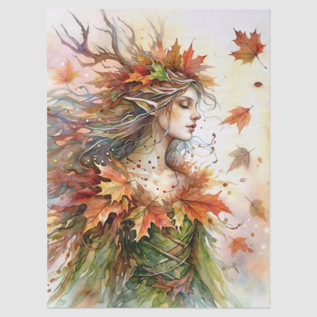Herbst-Dryade fällt Blätter Seidenpapier (Vorderseite)