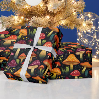 Herbst Dunkler Botanischer Pilz Goblincore Geschenkpapier