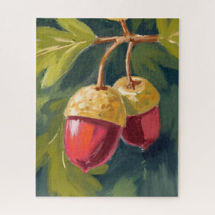 Herbst Eicheln   Wasserfarbe Herbst Rot Grün