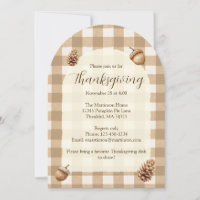 Herbst Eicheln Zapfen Gingham Thanksgiving Bogen