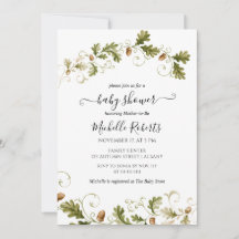 Herbst-Eichenblatt-Eichel-Aquarell-Baby-Party