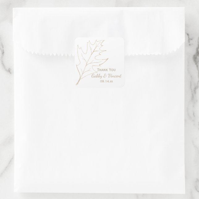 Herbst Eichenholz Hochzeit Vielen Dank für Ihre Un Quadratischer Aufkleber (Tasche)