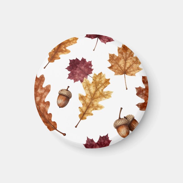 Herbst-Eichenlaub-Ahorn-Wasserfarben-Muster Magnet (Vorne)