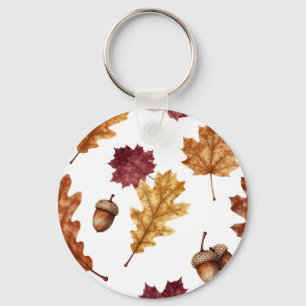 Herbst-Eichenlaub-Ahorn-Wasserfarben-Muster Schlüsselanhänger