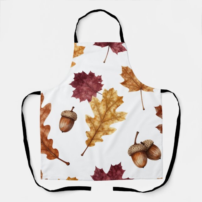 Herbst-Eichenlaub-Ahorn-Wasserfarben-Muster Schürze (Vorderseite)