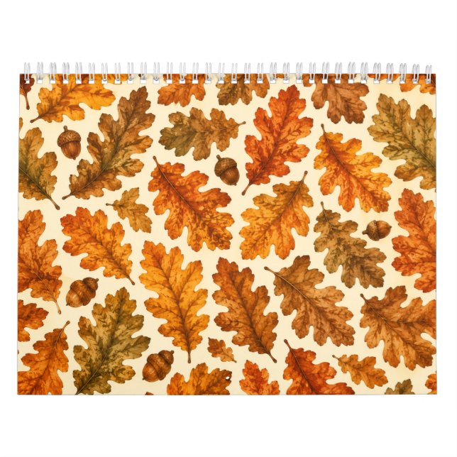 Herbst-Eichenlaub-Muster | Gemütliche Naturästheti Kalender (Titelbild)