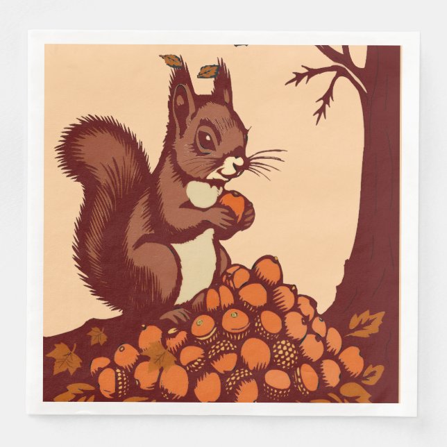 🐿️ Herbst Eichhörnchen – 50er Pack Serviette (Vorderseite)
