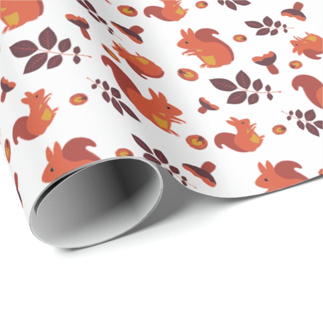 Herbst Eichhörnchen Acorn Geschenkpapier (Rolleneckpunkt)