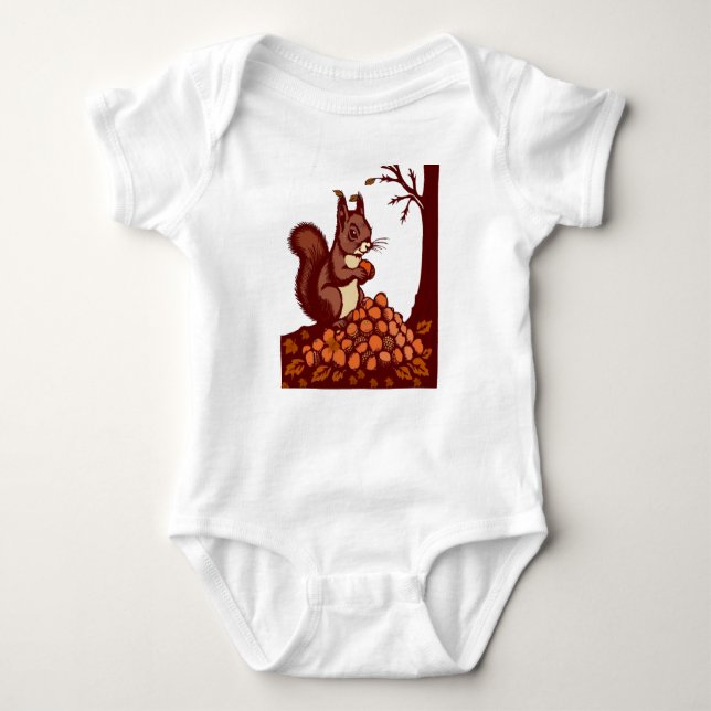 🐿️ Herbst Eichhörnchen Baby Bodysuit Vorne & Hint Strampler (Vorderseite)