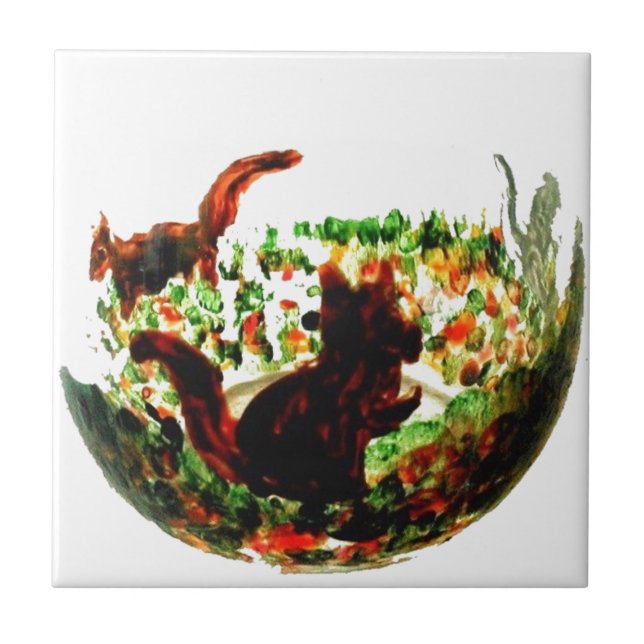 Herbst-Eichhörnchen Fliese (Vorderseite)