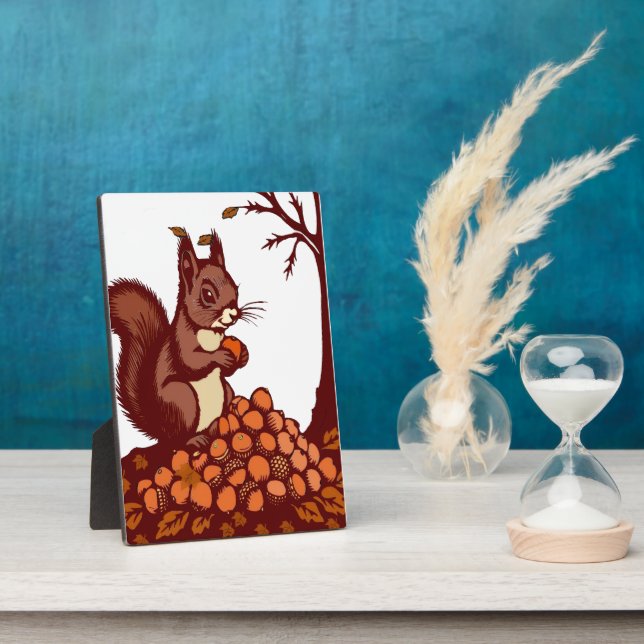 🐿️ Herbst Eichhörnchen Tischschild - Gemütlicher  Fotoplatte (Seite)