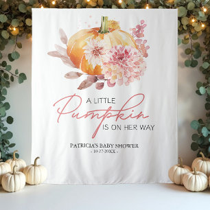Herbst "Ein Kleiner Kürbis" Babyparty-Hintergrund Wandteppich