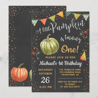 Herbst ein kleines Pumpkin-Chalkboard Herbst Gebur Einladung