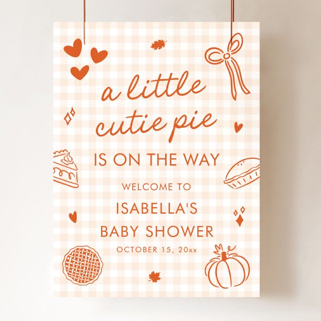 Herbst ein kleines Süsse Pie Baby Dusche Begrüßung Poster (Fall A Little Cutie Pie Baby Shower Welcome Sign)