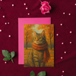 Herbst Eine gemütliche Katze im Herbst Karte