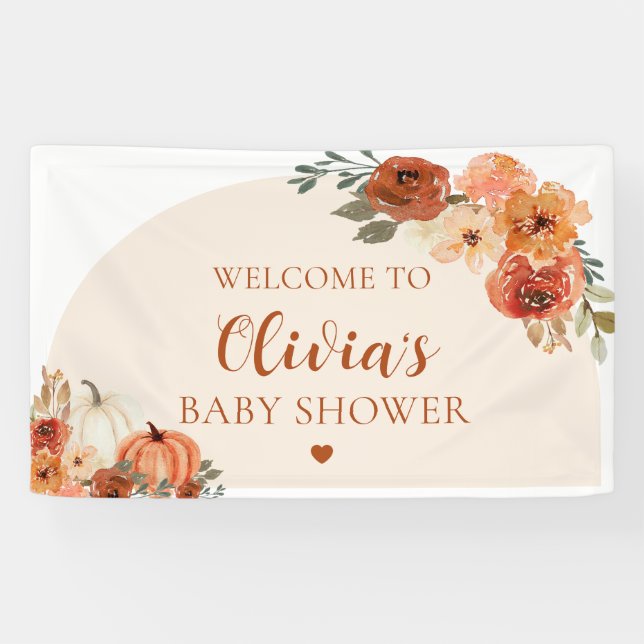 Herbst eine kleine Pumpkin Autumn Floral Baby Show Banner (Horizontal)