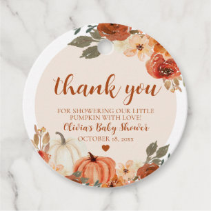 Herbst eine kleine Pumpkin Autumn Floral Baby Show Geschenkanhänger