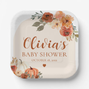 Herbst eine kleine Pumpkin Autumn Floral Baby Show Pappteller