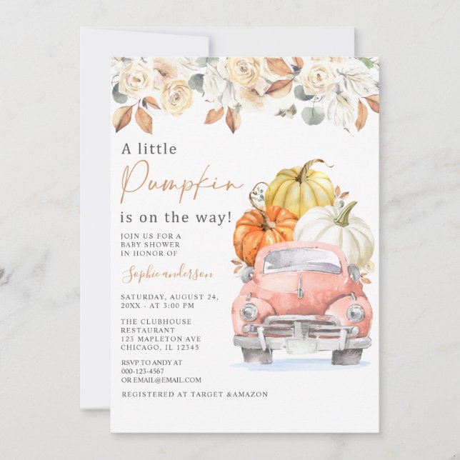 Herbst eine kleine Pumpkin Truck Herbstdusche Einladung (Vorderseite)