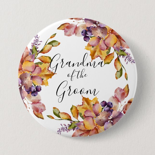 Herbst-Eleganz-Großmutter des Bräutigams Button (Vorderseite)