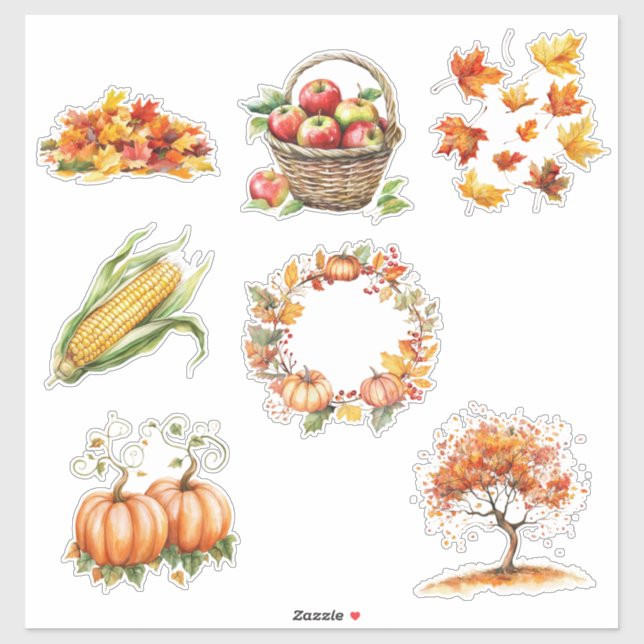 Herbst-Elemente-Stickerbogen Aufkleber (Blatt)