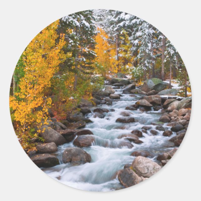 Herbst entlang der Bischofsbucht, Kalifornien Runder Aufkleber (Vorderseite)
