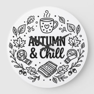 Herbst & Entspannung | Cozy Fall Handlettering Lin Große Wanduhr