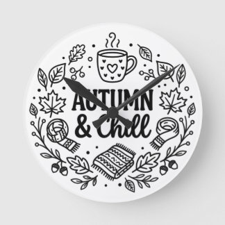 Herbst & Entspannung | Cozy Fall Handlettering Lin Runde Wanduhr