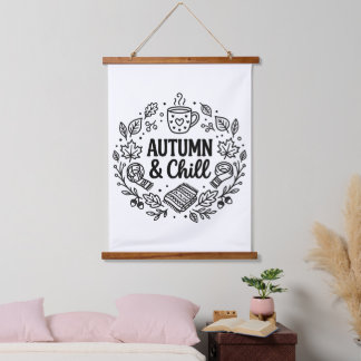 Herbst & Entspannung | Cozy Fall Handlettering Lin Wandteppich Mit Holzrahmen