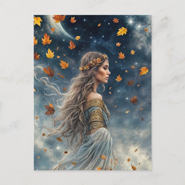 Herbst Equinox Fantasy Mystical Magic Feiertagspostkarte (Vorderseite)