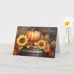 Herbst-Equinox mit Hübschen Foliage Pumpkin Karte